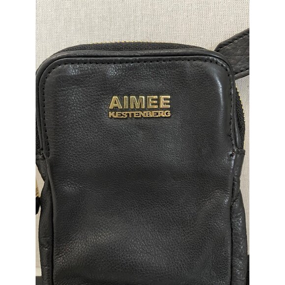 Aimee Kestenberg Black Leather Crossbody Bag camera/phone bag - Picture 2 of 7